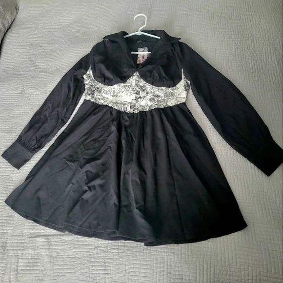 cider shirt dress Buy Cider Black Collar Colorblock Patchy Mini Shirt Dress (XXS) Online